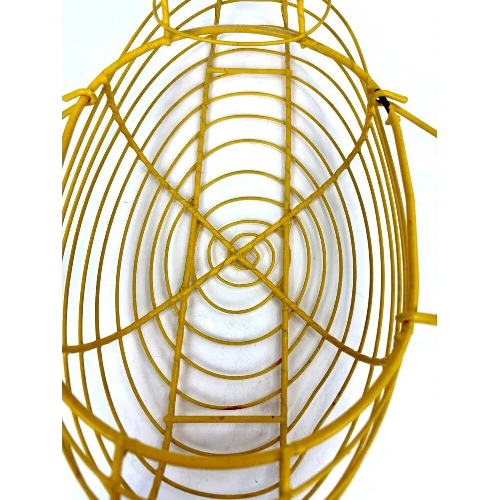 Vintage Yellow Wire Bunny Rabbit Egg Basket Decor with Handle